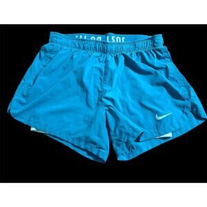 Nike Turqouise Blue DRI FIT Running Shorts Women Lined Shorts Size Medium